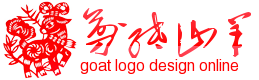羊年红色剪纸山羊logo徽标设计 演示效果