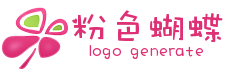 粉色蝴蝶绿色点缀logo生成素材图标 演示效果