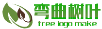 绿色弯曲灰色树叶logo商标在线制作素材 演示效果