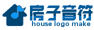 深蓝色房子上面青色音符音乐网logo免费 演示效果